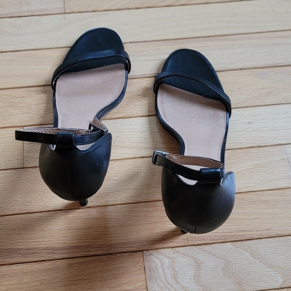 Halogen Women's Black Leather Heeled Dress Sandals with Ankle Strap 12 M - Picture 3 of 5